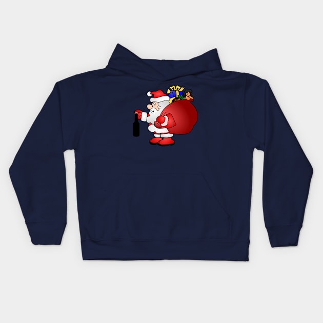 Santa with a beer Kids Hoodie by Imutobi